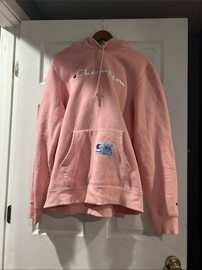 Champion Pink Script Logo Pullover Hoodie Sz XXL women’s